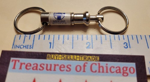 Vintage Santa Fe Railroad Keychain Push Release Indian Mascot Keyring Lock Out - Picture 4 of 6