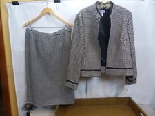 NEW Pendleton Wool Suit Houndstooth Leather trim Made in USA top 16 skirt 18