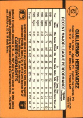 1989 Donruss #62 Guillermo Hernandez - NM | eBay