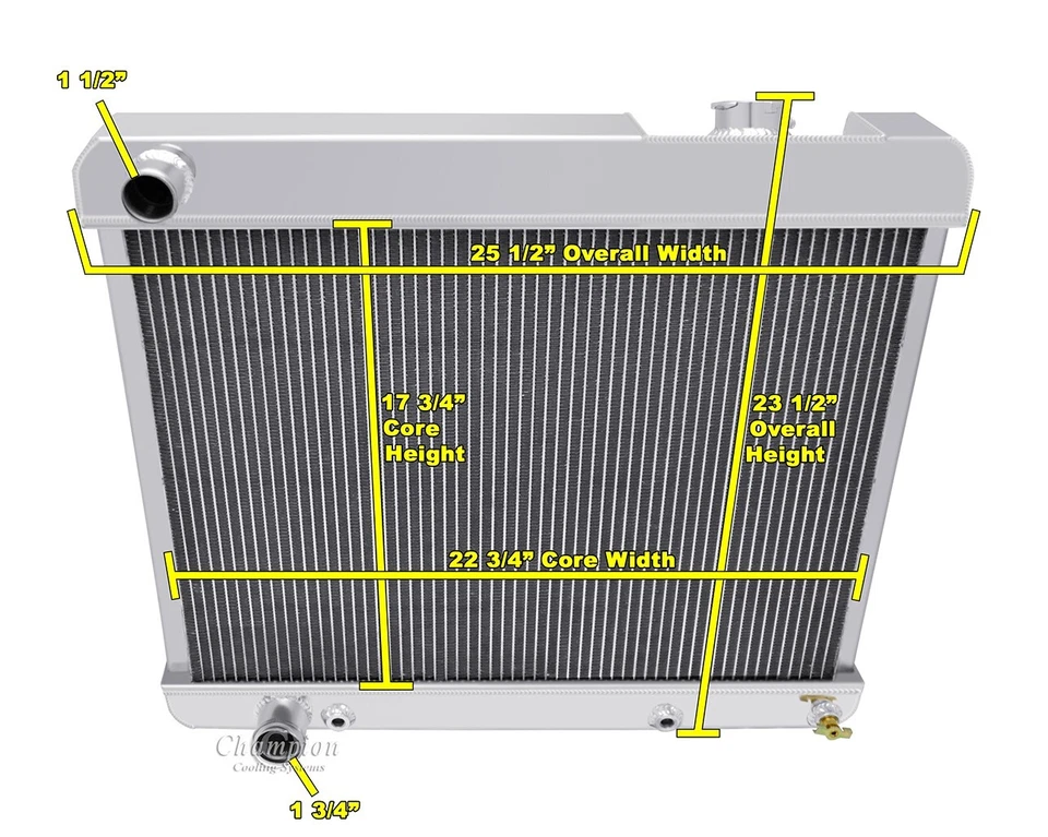 Champion Cooling Systems EC2284 All Aluminum Two Row Radiator - Image 2 of 4