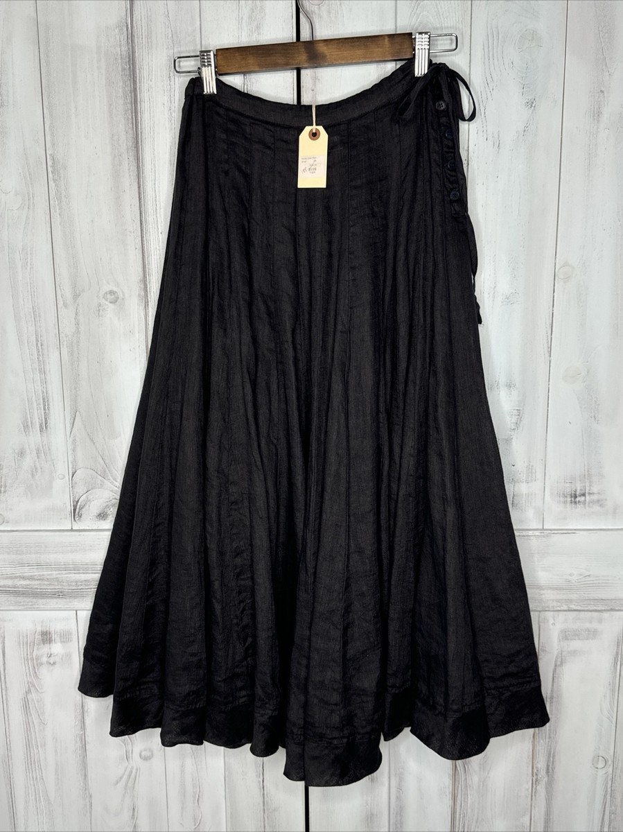 NWT CP SHADES KAVITA NAVY BLUE LINEN FULL PANEL CINCH BUTTON WAIST  