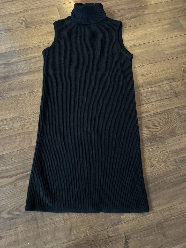 Vestido Suéter Forever 21 Sin Mangas Cuello Alto Negro Talla Mediana Foto 2 de 4