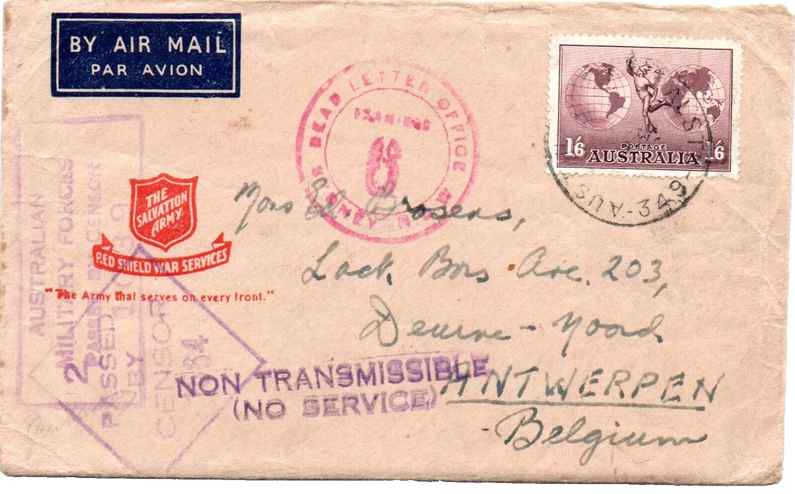 WWII Cover Australian Stamps
