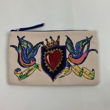 Brighton Zippered pouch bag clutch cosmetic case 2019 Blue Doves Heart NWOT
