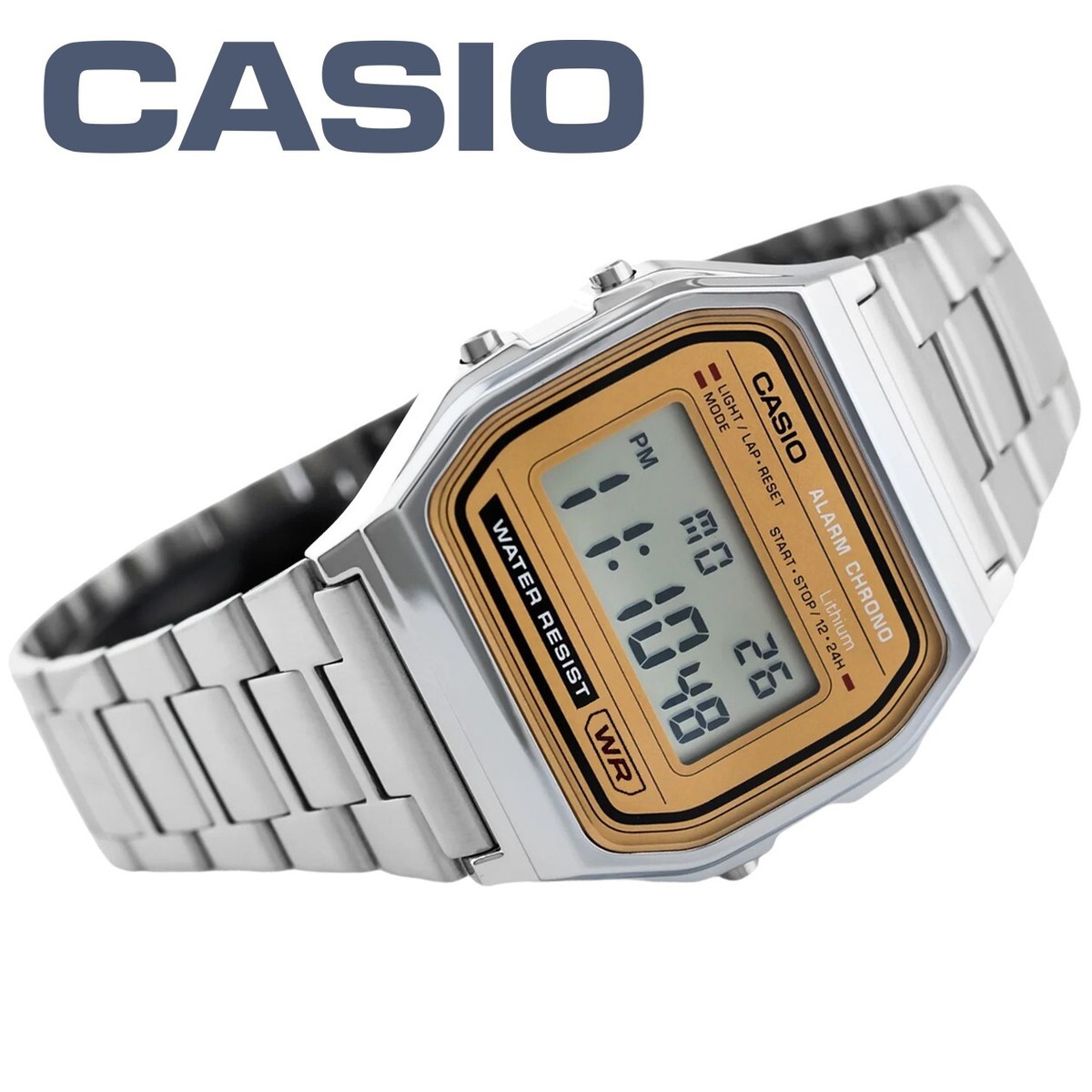 CASIO A158WEA-9JH Gold Face Classic Digital Watch Stainless