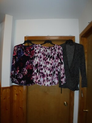 Size Plus Long Sleeve Blouses 2X, 1X ,0X APT.9 Multi color  96% polyester 4% spa
