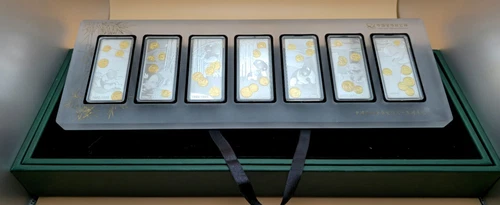 2017 China 7 Piece 50G Silver Bar 35th Anniversary Panda Commemorative Set NGC