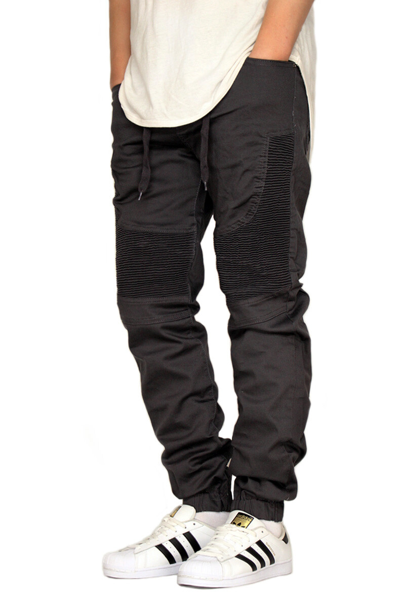 MEN'S TWILL STRETCH BIKER JOGGER PANTS S-3XL 6 COLORS **FAST