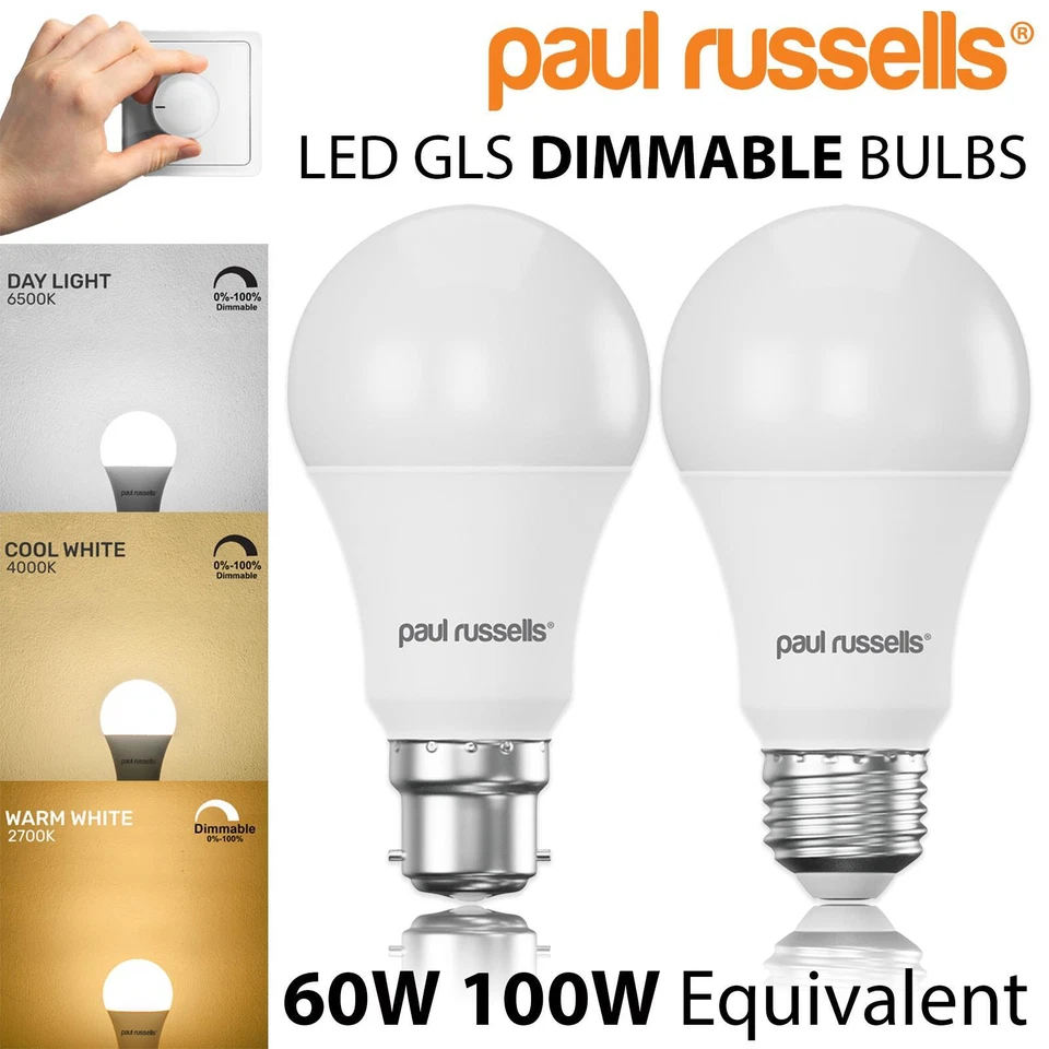 LED Dimmable GLS Bulbs 8.5W=60w 14W=100w Equivalent Bayonet B22 Screw E27 240V - Image 1 of 4