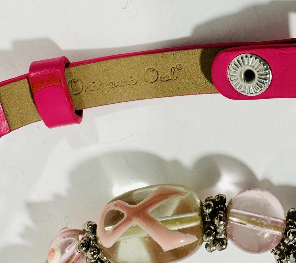 Breast Cancer Awareness Bracelet Set Origami Owl Rhinestone Bracelet Pink Ribbon - Image 3 of 4