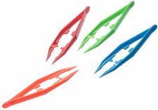 12 PK Assorted Color 4" Lightweight Plastic Tweezers Craft Jewelry - SE 364PT12