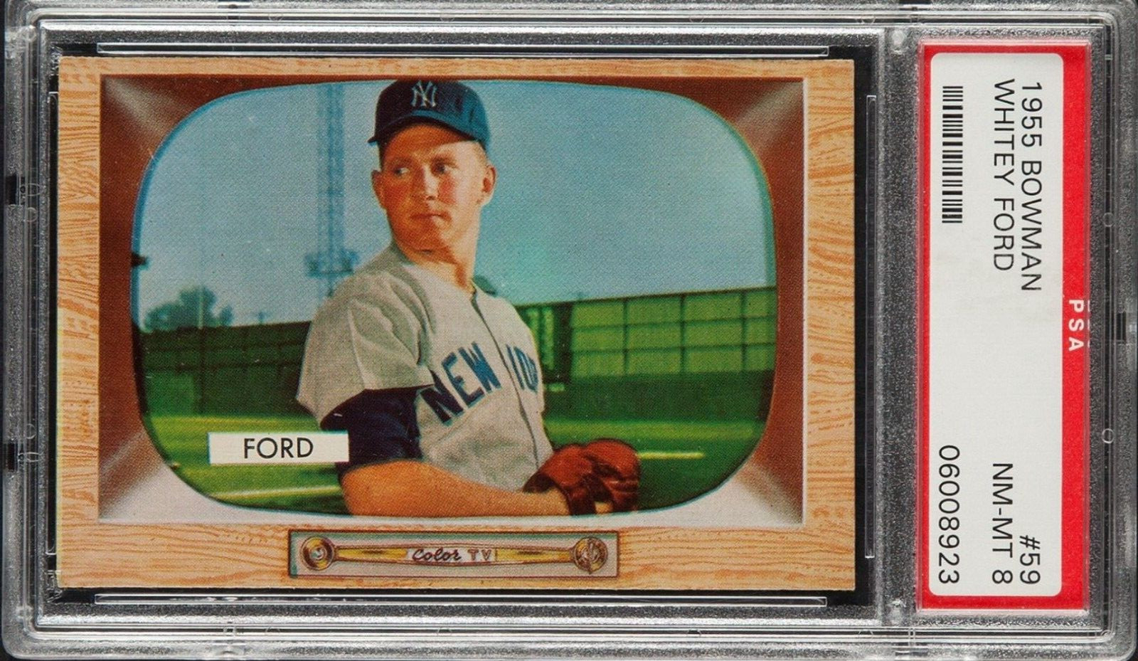 1955 Bowman #59 Whitey Ford PSA 8