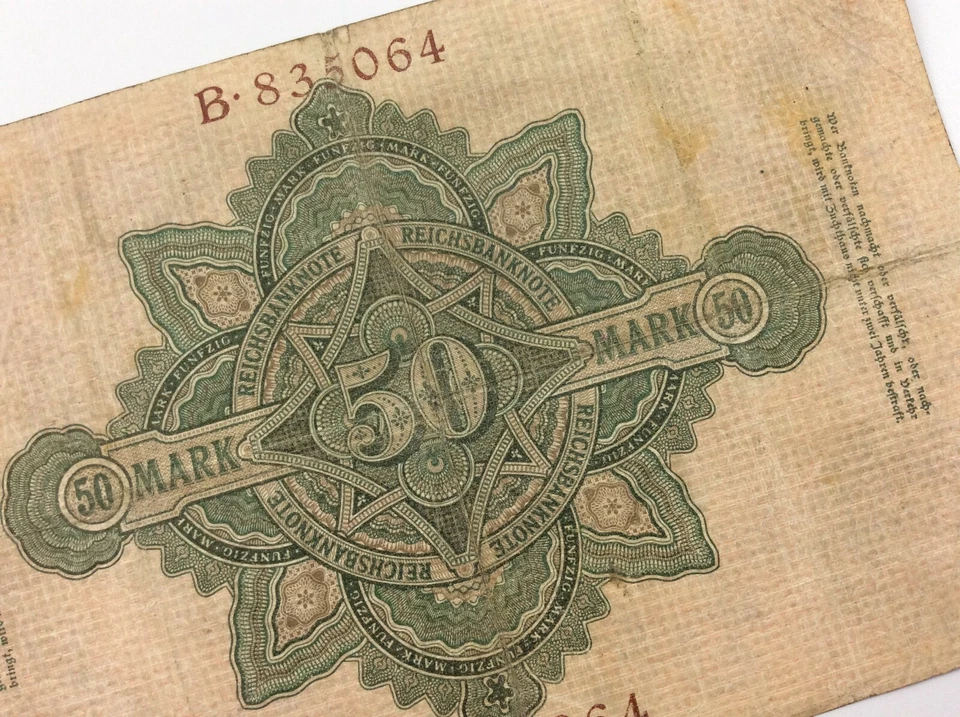 1906 Germany 50 Mark Fifty Mark Reichsbanknote Circulated Banknote 6 Digit W184 - Image 4 of 4