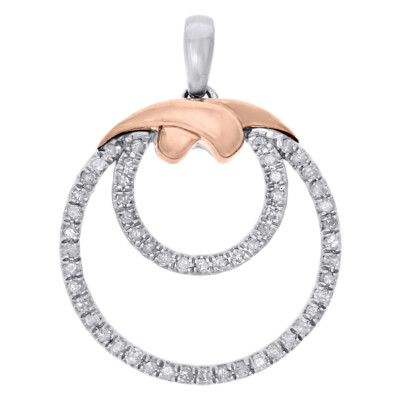 10K Bicolor Gold Diamant Kreis Anhänger Hold My Heart Charm 0,25 ct.