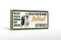 Holzschild Tier Spruch 27X10Cm Bobtail Hund Gestreichelt Deko Schild Wooden Sign