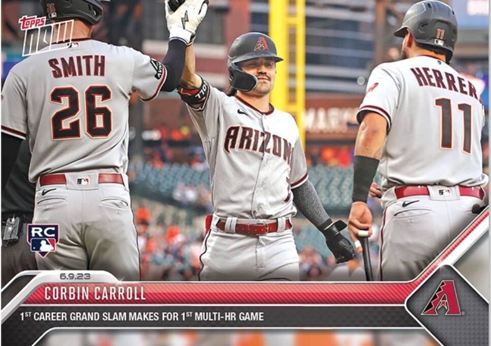 2023 MLB Topps NOW #411 CORBIN CARROLL GRAND SLAM DIAMONDBACKS ROOKIE RC PRESALE