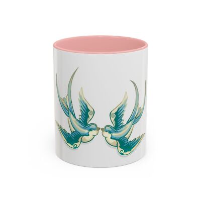 Elegant Vintage-Style Accent Coffee Mug, Artistic Vintage Swallow Birds Sunshine