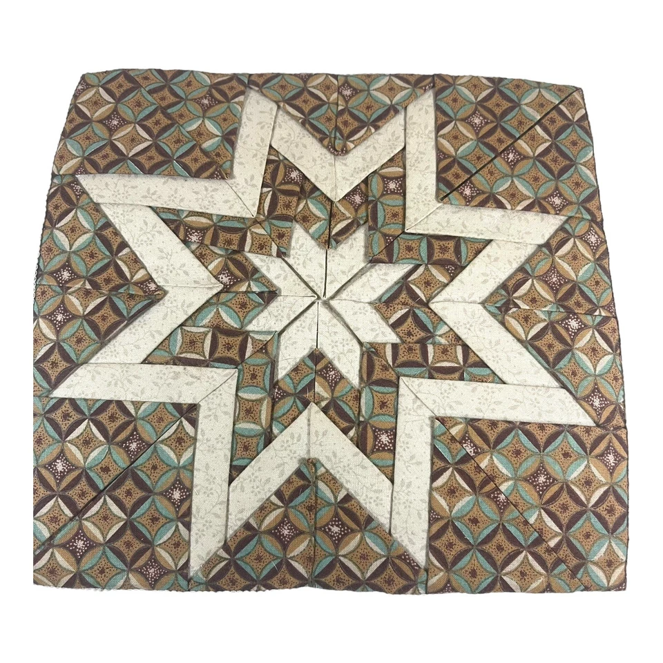 Vintage Victorian 8 Point Lone Star Quilted Pillow 14” Square GrannyCore Lace - Image 2 of 4