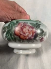 Victorian Hand Painted Floral ROSES Milk Glass Hanging Oil Lamp Font c1880s