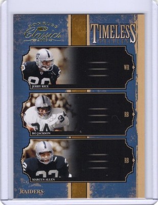 2005 Donruss Timeless Triples Jerry Rice Bo Jackson Marcus Allen /250 #TT-9