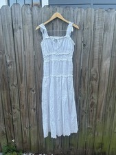 GAP X DOEN Womens Small Dress Eyelet Midi Embroidered White Square Neck Smock