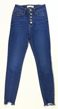 KanCan Women's Skinny Fit High Rise Stretch Jeans Button Fly Raw Hem Size 3/25