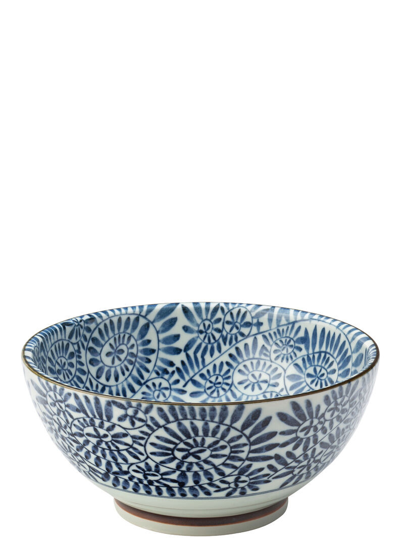 Botany Porcelain Bowl White, Blue Serving For Restaurants 7.5"" (19Cm) Pack Of 6