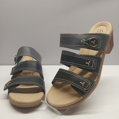 Clarks Emily 2 Adella Womens 7M Blue Hook Loop Comfort Sandals