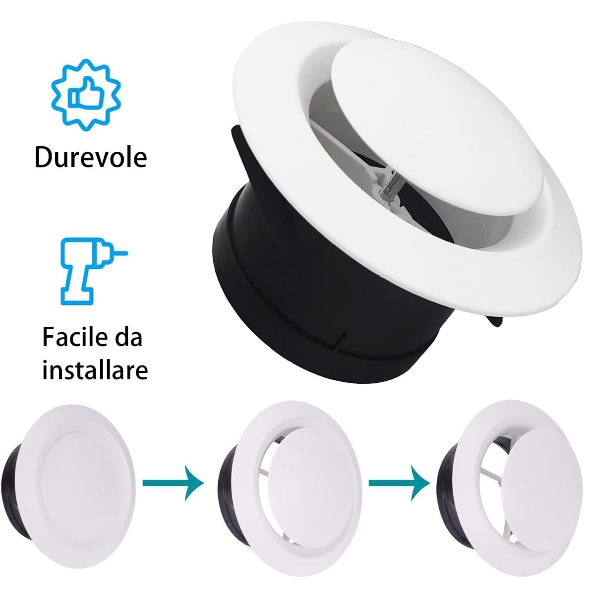 Grille VMC couvercle pour conduits de ventilation et diffuseur de plafond circulaire 100mm - 2