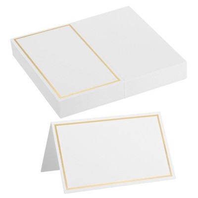 20pcs Place Cards Line Border Printable Name Card Table Wedding Gold White