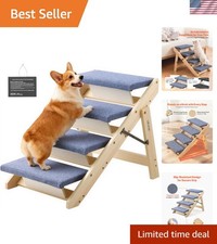 Versatile Wooden 4-Step Dog Ladder - Safe Access for All Small Medium Breeds
