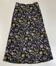 Vintage Floral A Line Skirt Sz S/M Polyester Whimsy Cottagecore Made In USA 90s