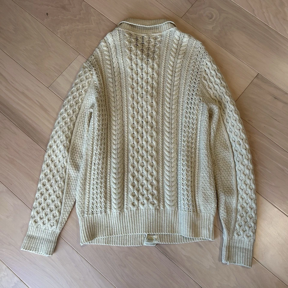 Cardigã masculino vintage Pendleton pescador malha cabo lã grande - Imagem 4 de 4