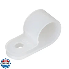 Teansic 200pcs White Nylon R-Type Cable Clamp Fastener 1/2 Inch Plastic Wire 