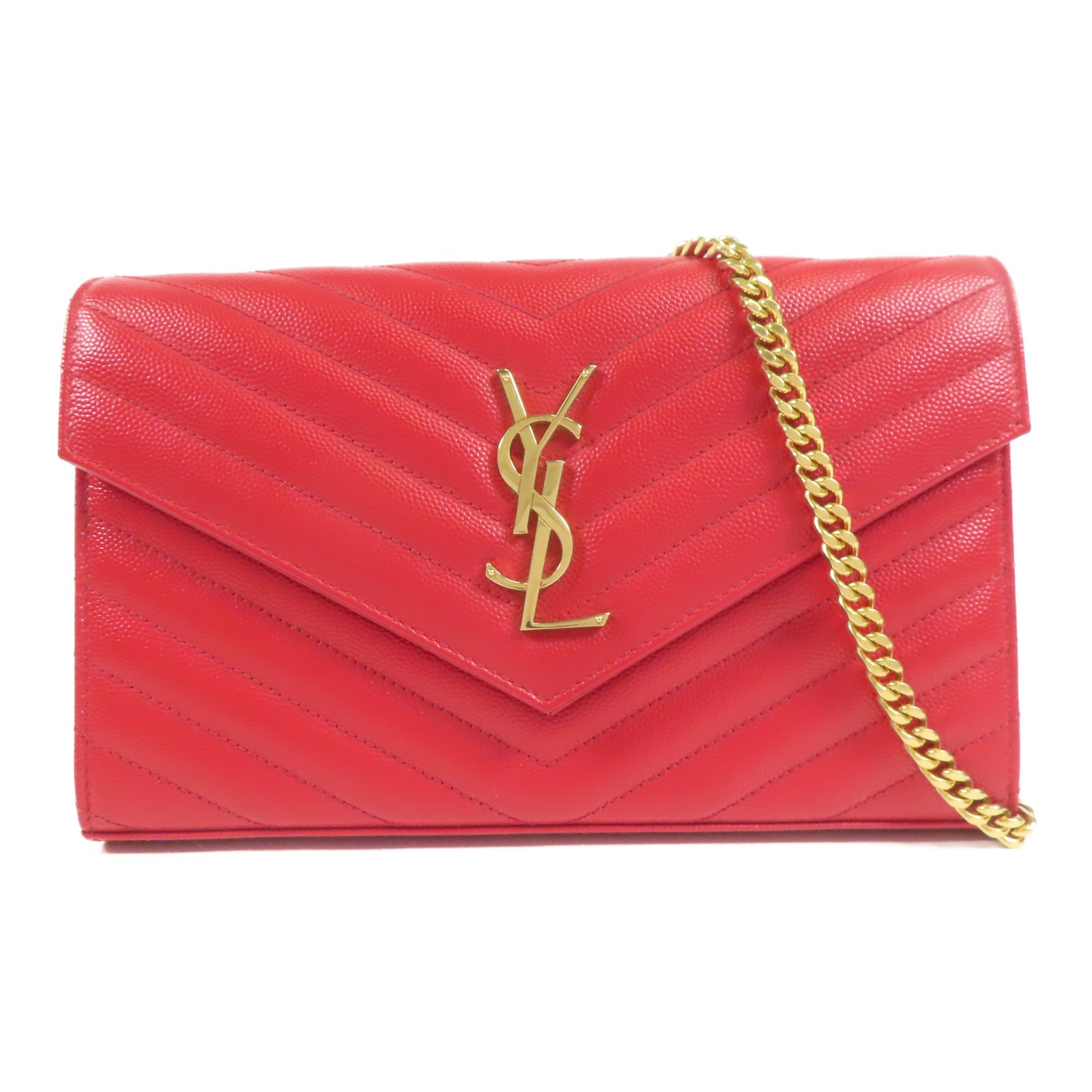 Borsa a tracolla SAINT LAURENT YSL GHW Cassandra classica catena pelle di vitello rossa