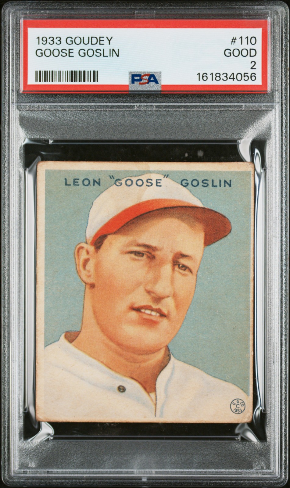 1933 GOUDEY #110 GOOSE GOSLIN ROOKIE RC PSA 2