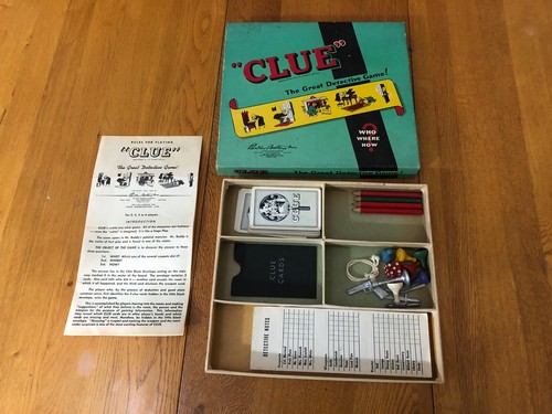 VINTAGE 1950 CLUE THE GREAT DETECTIVE GAME! PARKER BROS USA NO BOARD - Picture 2 of 13