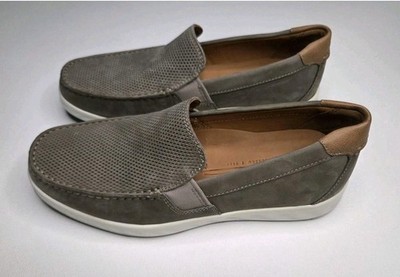 ECCO Men s S Lite Moc Nubuck Moccasins Warm Grey Cognac Size 6 6.5