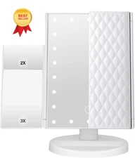 Schminkspiegel Kosmetikspiegel mit Lichtern 1X 2X 3X Weiss/Opulenter Garten 