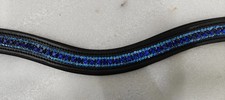 3 Row Luxurious Blue Crystal Leather Horse Bridle Browband For Horse Free Ship