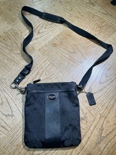 Coach Black Signature Canvas and Leather Swingpack Crossbody Bag EUC