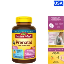 Prenatal Vitamins with Folic Acid + DHA - 90 Softgels for Mom & Baby's Health