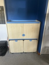 Storage Cupboard with 2 x pull outs On Wheels for playroom, garage or school 