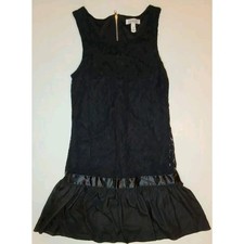 Speechless Juniors Size S Sleeveless Black Lace Satin Drop Waist Dress Ruffle