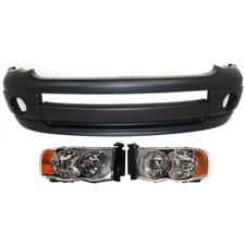 Bumper Cover Kit For 2002-2005 Dodge Ram 1500 Front 3pc With Headlight