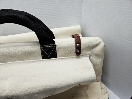 Estex Canvas Tool Bag 2175 GP Steel Frame Leather Straps Hard Bottom Web Handles - Picture 18 of 24