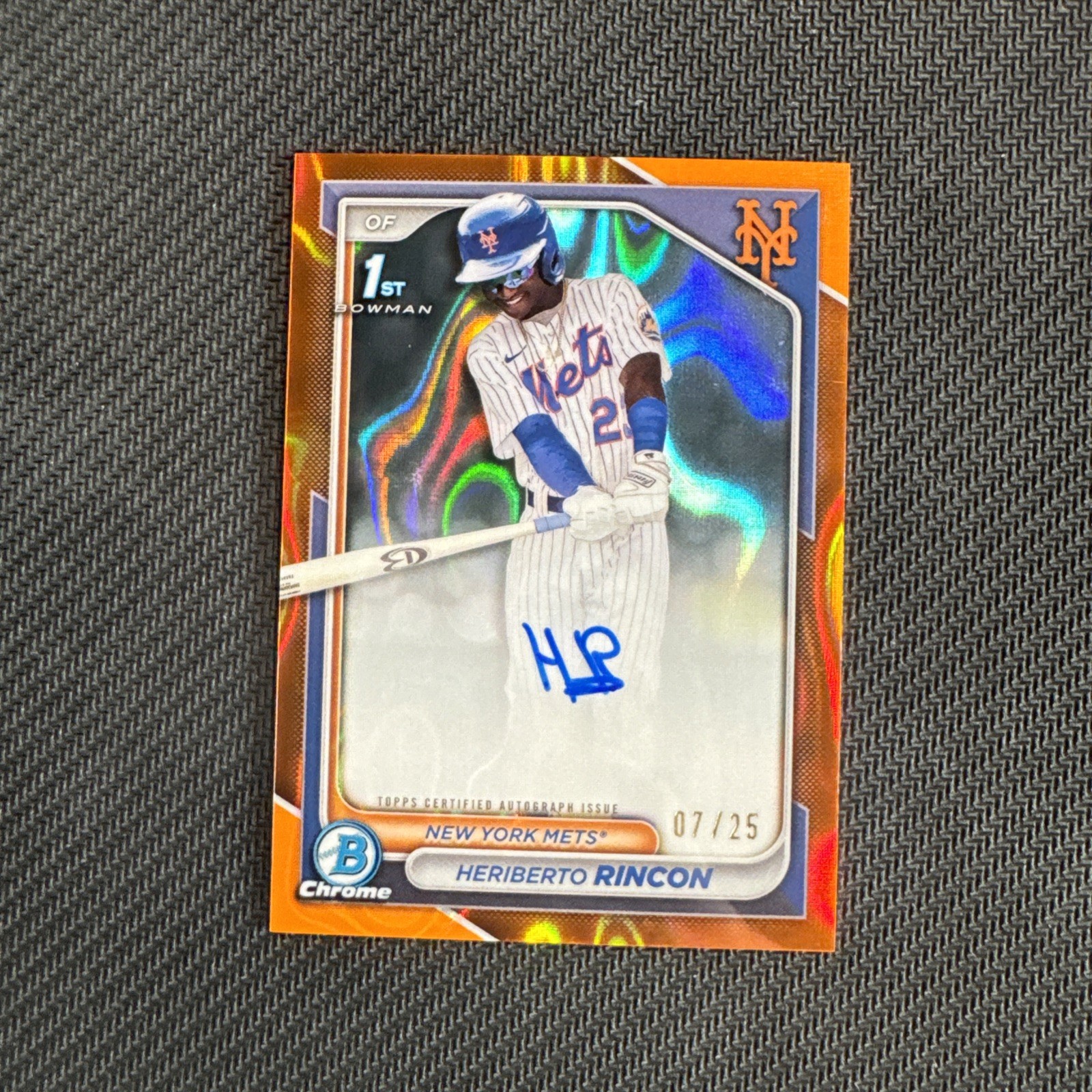 Heriberto Rincon 2024 1st Bowman Chrome Orange Lava Refractor Auto /25 Mets🍊🔥