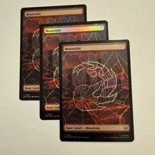 3x FOIL Spider-Man Mountains Full Art Basic Land SPM MTG Mint Unplayed M/NM 192