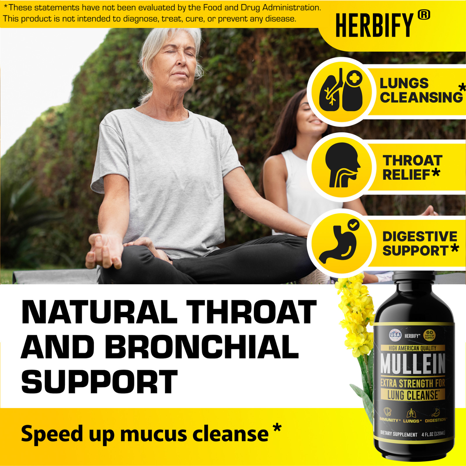 Mullein Drops 4oz  Lung Cleanse Detox for Smokers Respiratory Immune Support