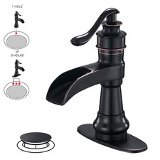 BWE Faucet Single Hole Handle Low-Arc Bathroom Pop-up Drain Oil Rubbed Bronze